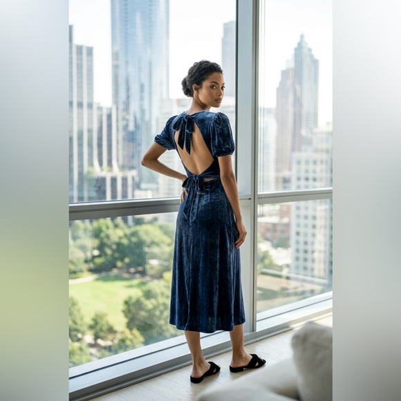 Reformation Dresses & Skirts - Reformation Livia Velvet Backless Midi Dress, pre-owned, size 0